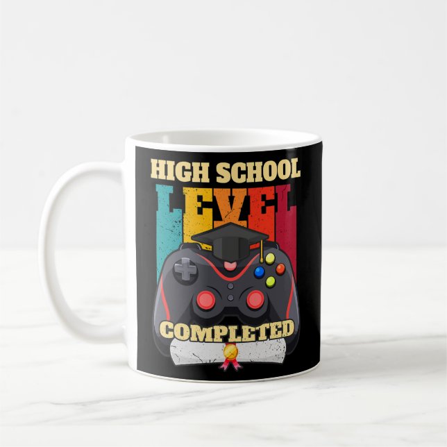 High School Level Complete Funny Gamer Graduation Kaffeetasse (Links)