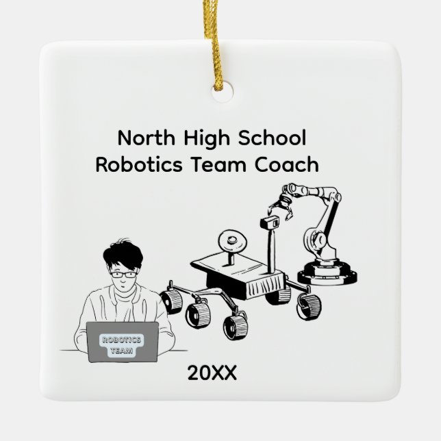 High School-Robotik-Team-Trainer Keramikornament (Vorderseite)