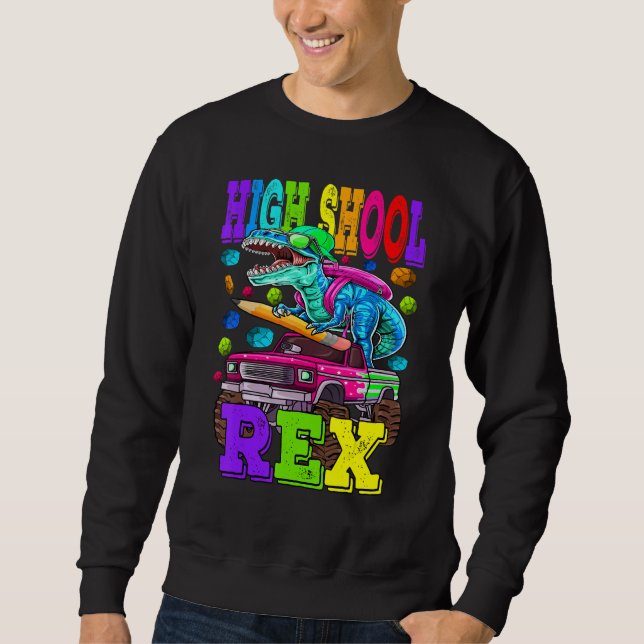 High School Saurus Rex Dinosaur High School Rücken Sweatshirt (Vorderseite)