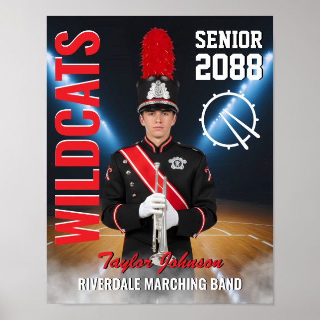 High School Senior Marching Band Photo Sports Poster (Vorne)