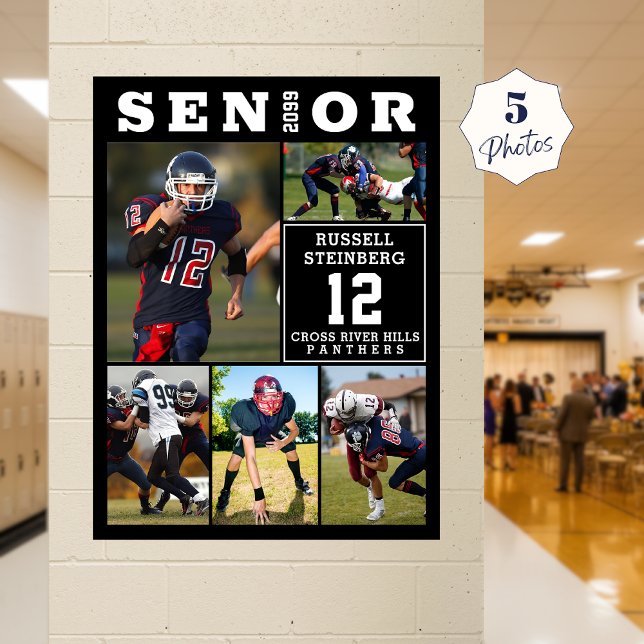 High School Sports Senior 5 Photo Collage Poster (Von Creator hochgeladen)