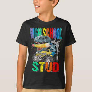 High School Study Monster Truck Dinosaur T-Shirt