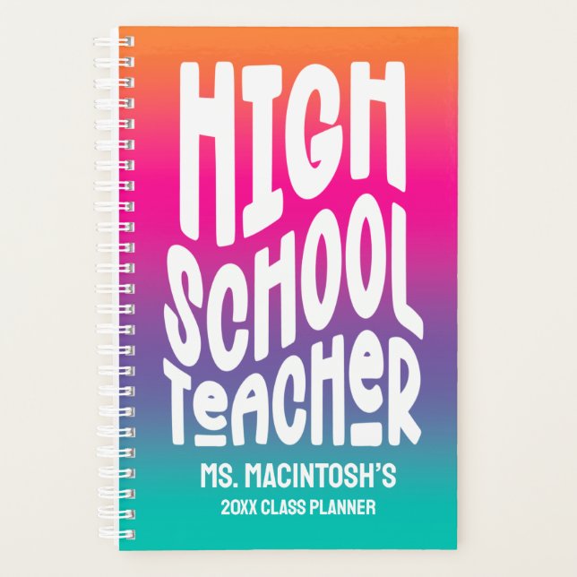 High School Teacher Colorful Ombre   Planer (Vorderseite)