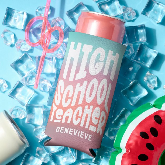 High School Teacher Pink Aqua Ombre Selters Dosenkühler (In Situ Sommer)
