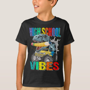 High School Vibes Monster Truck Dinosaurier Boys T-Shirt