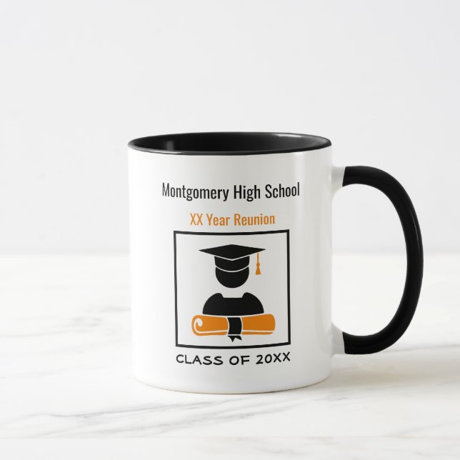 High School Wiedersehen Custom Black Orange Kaffee Tasse (Rechts)