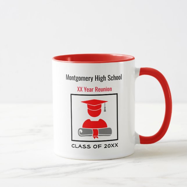 High School Wiedersehen Custom Black Red Tasse (Rechts)