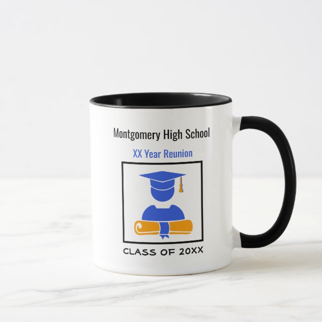 High School Wiedersehen Custom Blue und Orange Tasse (Rechts)