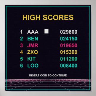 High Score - Retro-Arcade-CRT-Plakat Poster