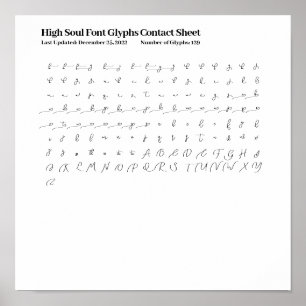 High Soul-Schriftart-Glyphen-Kontaktblatt Poster