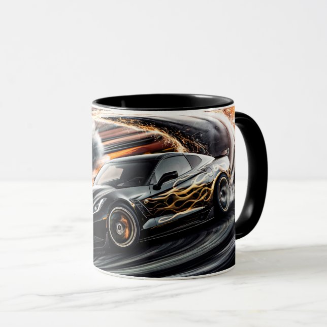 High Speed Black Sports Car Driving Tasse (VorderseiteRechts)