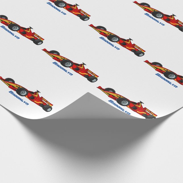 High speed racing cars cartoon illustration geschenkpapier (Ecke)