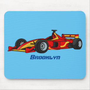 High speed racing cars cartoon illustration mousepad