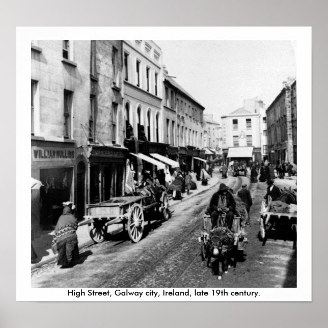 High Street Galway, Irland, Ende des 19. Jahrhunde Poster (Vorne)