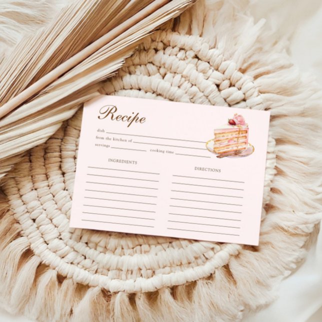 High Tea Pastel Pink Bridal Shower Recipe Begleitkarte (Von Creator hochgeladen)