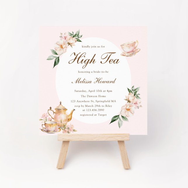 High Tea Pastel Pink Gold Bridal Shower Einladung (Von Creator hochgeladen)