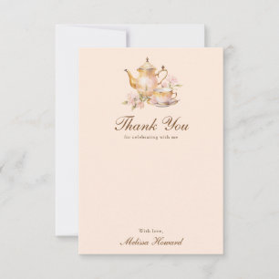High Tea Pastell Orange Gold Brautparty Dankeskarte