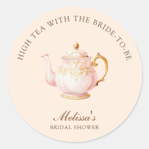 High Tea Pastell Orange Gold Brautparty Runder Aufkleber
