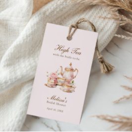 High Tea Pastell Rosa Goldene Brautparty Geschenkanhänger
