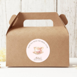 High Tea Pastell Rosa Goldene Brautparty Runder Aufkleber