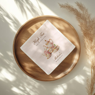High Tea Pastell Rosa Goldene Brautparty Serviette