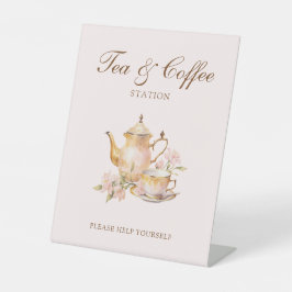 High Tea Pastellrosa Brautparty Tee & Kaffee Sockelschild