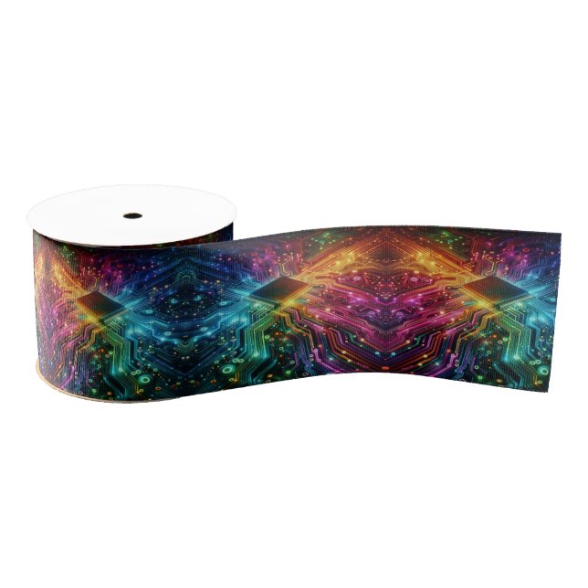 High Tech Rainbow Circuit Board Ribbon Ripsband (Spule)