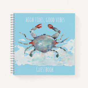 High Tides, Good Vibes Wasserfarben-Krabben-Gästeb Notizbuch
