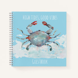 High Tides, Good Vibes Watercolor Crab Guestbook Notizbuch
