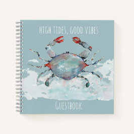 High Tides, Good Vibes Watercolor Crab Guestbook Notizbuch