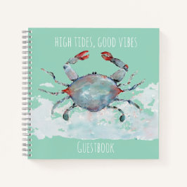 High Tides, Good Vibes Watercolor Crab Guestbook Notizbuch