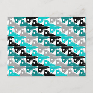 High Tops Aquamarin-n-Black Shoes Postkarte