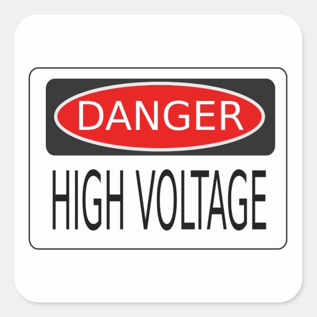 High voltage danger quadratischer aufkleber (Vorderseite)