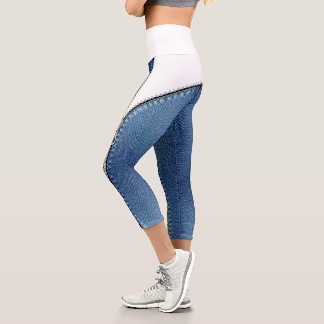 High Waisted Capris blanco y azul jeans (Links)