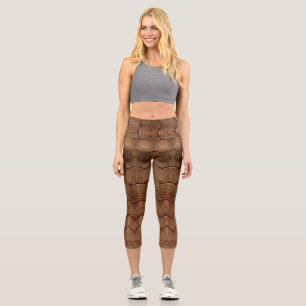 High Waisted Capris, Ein trendiges braunes Farbdes Capri Leggings