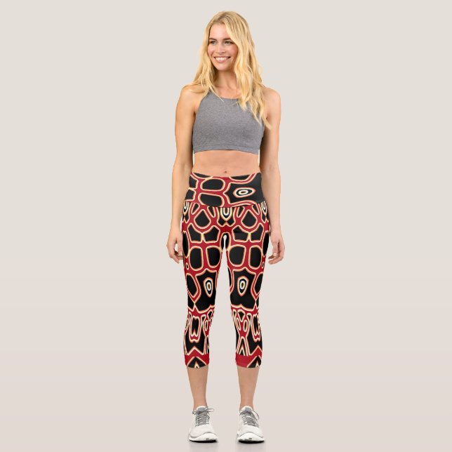 High Waisted Capris, ein trendiges, vielfarbiges D Capri Leggings (Vorderseite)