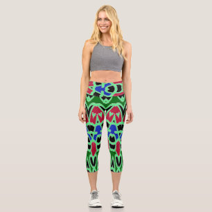 High Waisted Capris, Ein trendiges, vielfarbiges D Capri Leggings