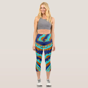 High Waisted Capris, Ein trendiges, vielfarbiges D Capri Leggings