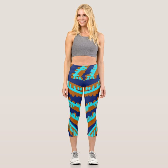 High Waisted Capris, Ein trendiges, vielfarbiges D Capri Leggings (Vorderseite)