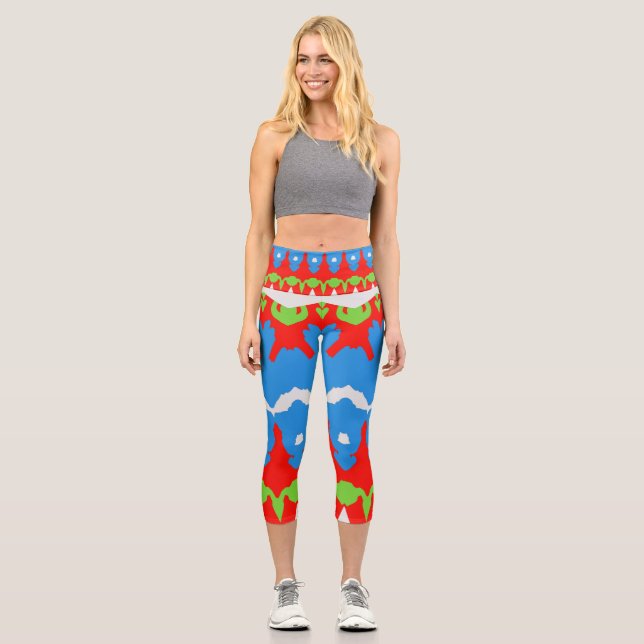 High Waisted Capris, ein trendiges, vielfarbiges D Capri Leggings (Vorderseite)