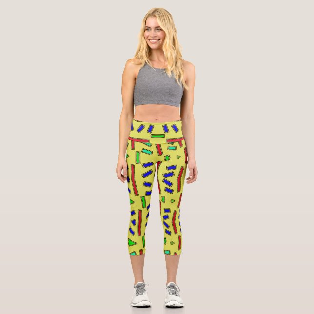 High Waisted Capris, ein trendiges, vielfarbiges D Capri Leggings (Vorderseite)