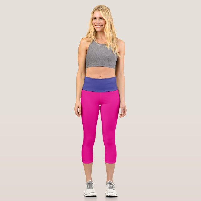 "High-Waisted Pink and Blue Capris for Active wear (Vorderseite)