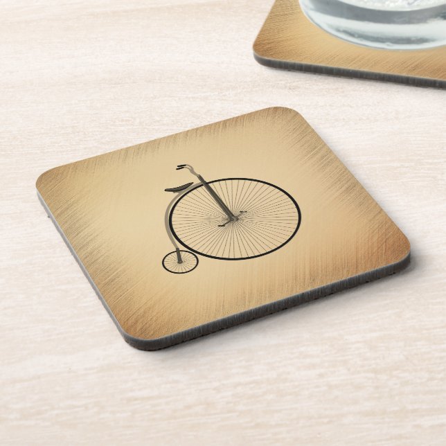 High-Wheel Antique Bicycle Rustic Getränkeuntersetzer (Linke Seite)