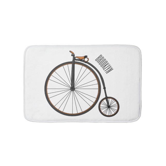High wheel bicycle cartoon illustration  badematte (Vorderseite)