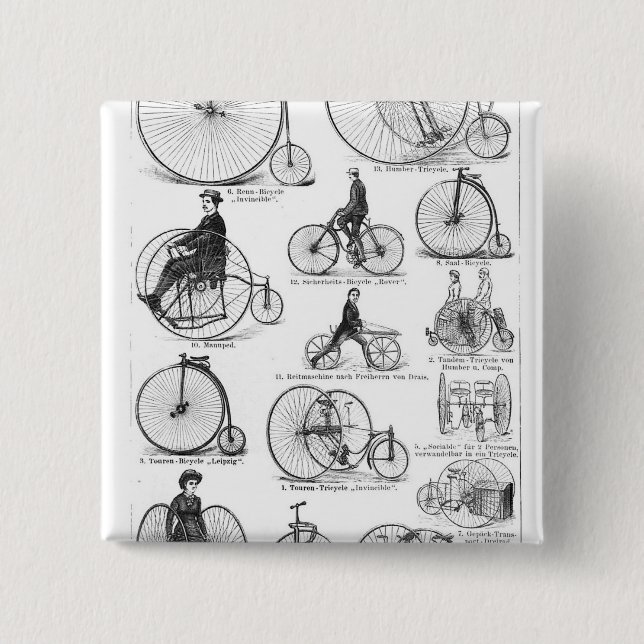 High Wheeler Bicycle Penny Farthing Button (Vorderseite)