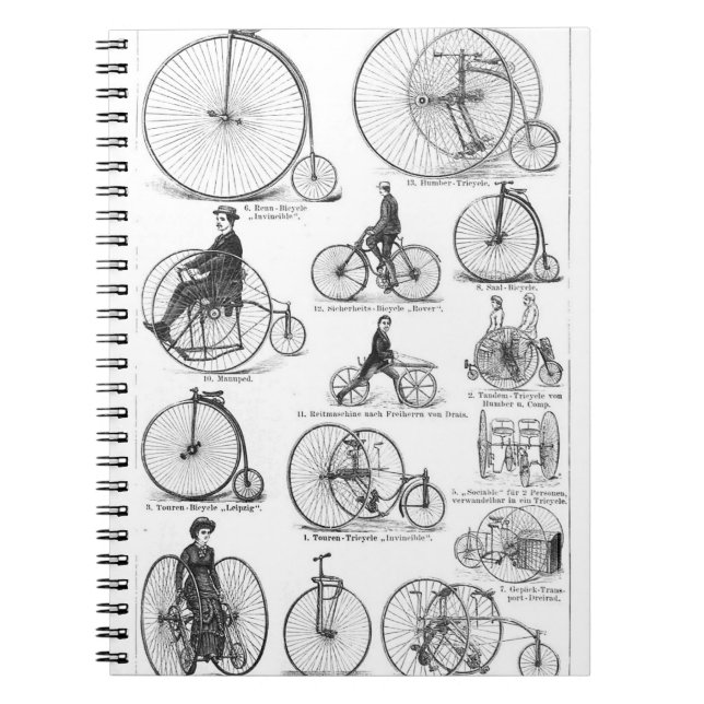 High Wheeler Bicycle Penny Farthing Notizblock (Vorderseite)