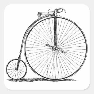 High Wheeler Bicycle Penny Farthing Quadratischer Aufkleber