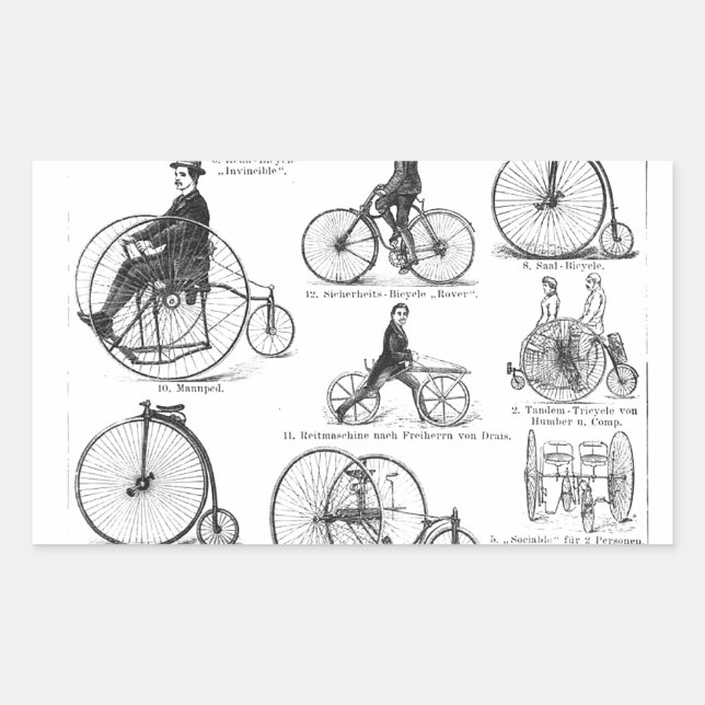 High Wheeler Bicycle Penny Farthing Rechteckiger Aufkleber (Vorderseite)