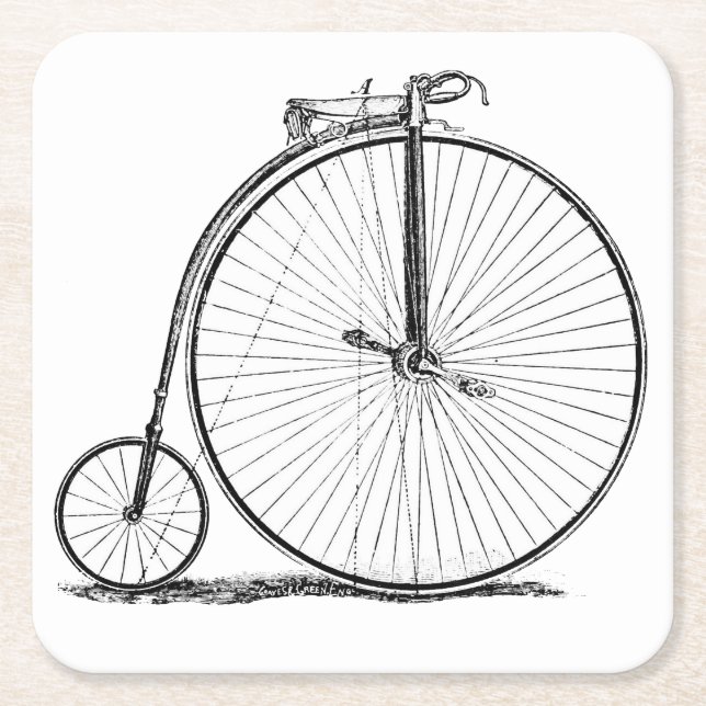 High Wheeler Bicycle Penny Farthing Rechteckiger Pappuntersetzer (Vorderseite)