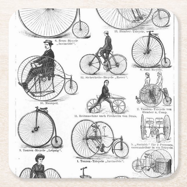 High Wheeler Bicycle Penny Farthing Rechteckiger Pappuntersetzer (Vorderseite)